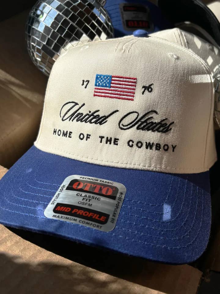 USA Flag Home of the Cowboy Trucker for wholesale by Simple & Stellar