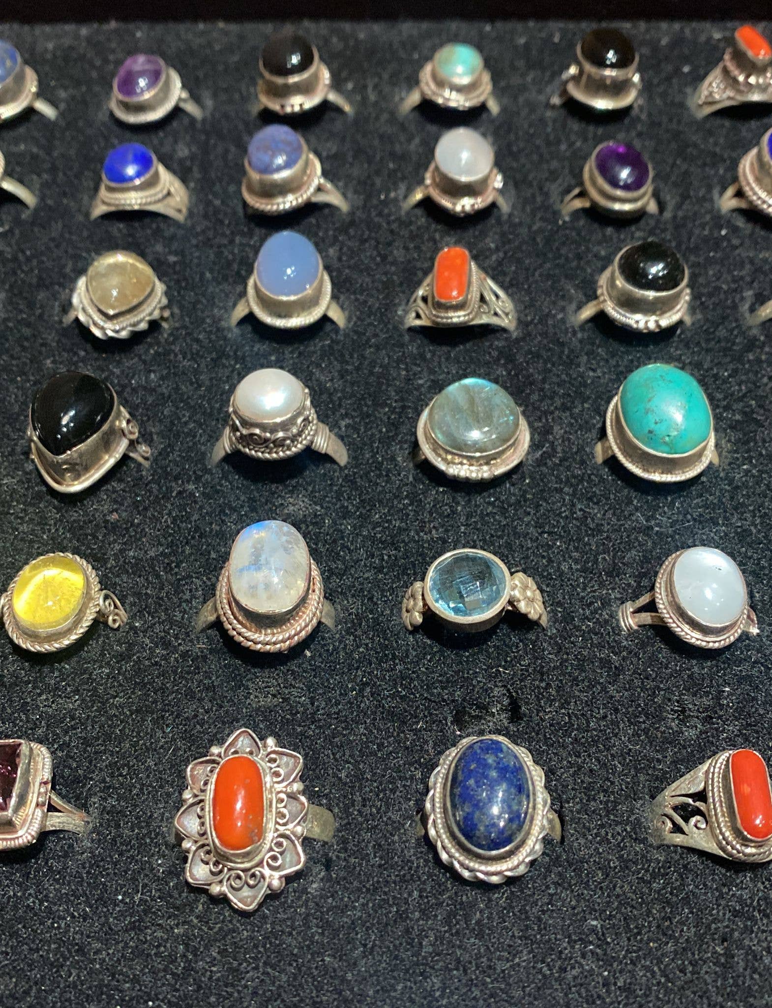 Katmandu Trading Co. - Vendita all'ingrosso Anelli cocktail/statement - Anello in argento sterling con pietre semipreziose assortite (M)2