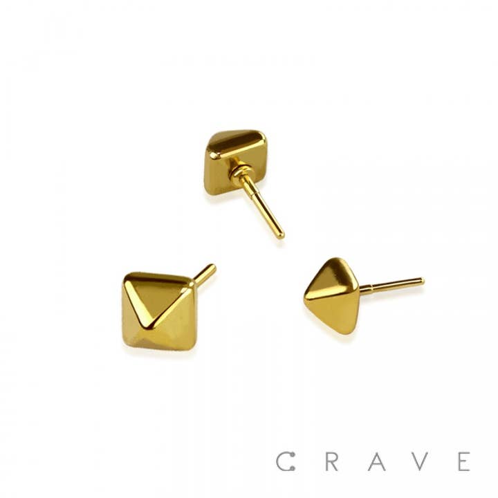 CRAVE BODY JEWELRY - Wholesale Stud/Post Earrings - SMALL PYRAMID SQUARE 3D STUD PUSH IN STUD PIN PART 316L SURG3