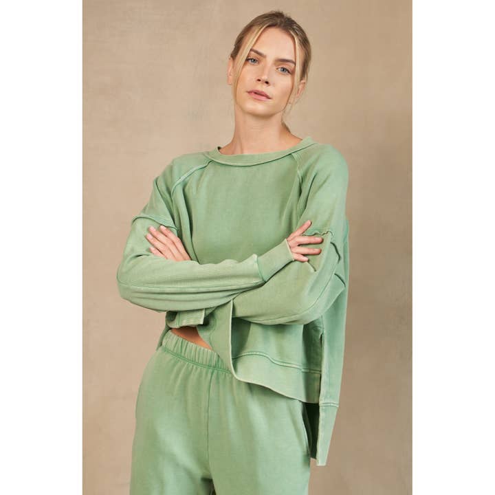 Raglan-Sweatshirt mit passendem Rippmuster für den Großhandel von lalamia