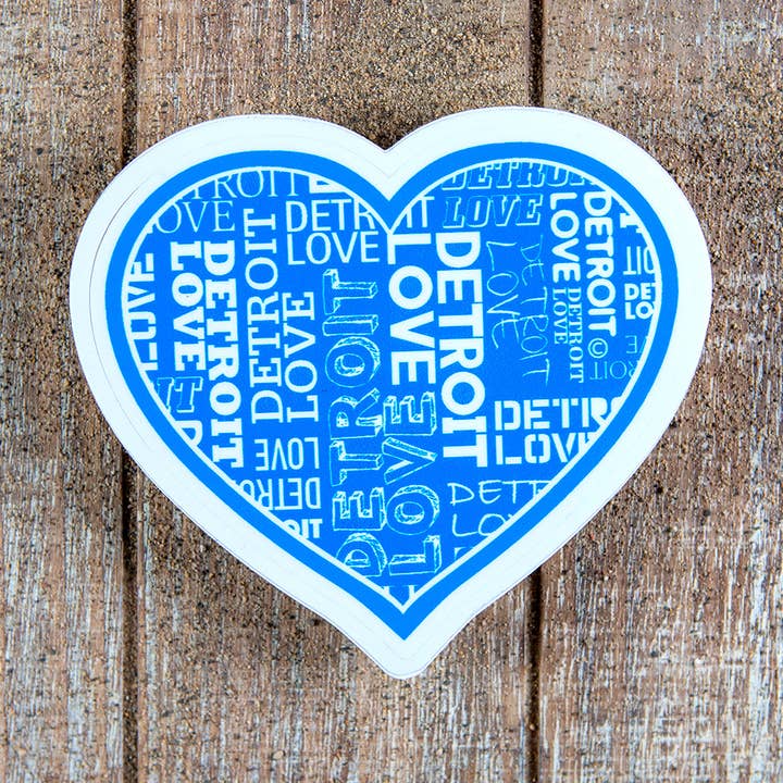 Detroit Love Heart Decal for wholesale by Right On Michigan