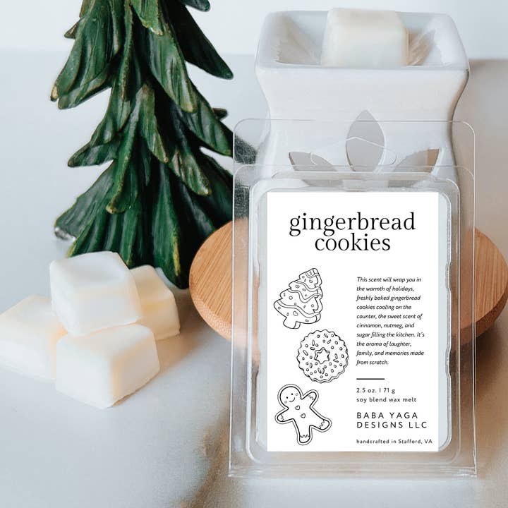 Gingerbread Cookies Wax Melts, Christmas Holiday Gift for wholesale by Baba Yaga Designs LLC