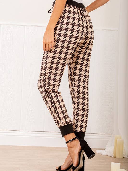 SP1057-20 CALÇAS DE JOGGING COM PADRÃO PIED-DE-POULE por atacado de HEIMISH