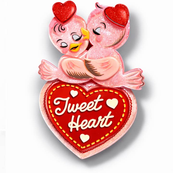 Tweet Heart Brooch by 50's Vintage Dame x Lipstick & Chrome for wholesale by Lipstick & Chrome