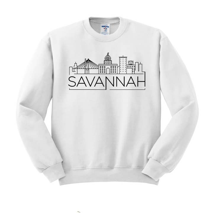 Lucky Luna Apparel - Wholesale Graphic Sweatshirt - Women's - Skyline Savannah Georgia Crewneck Sweatshirt