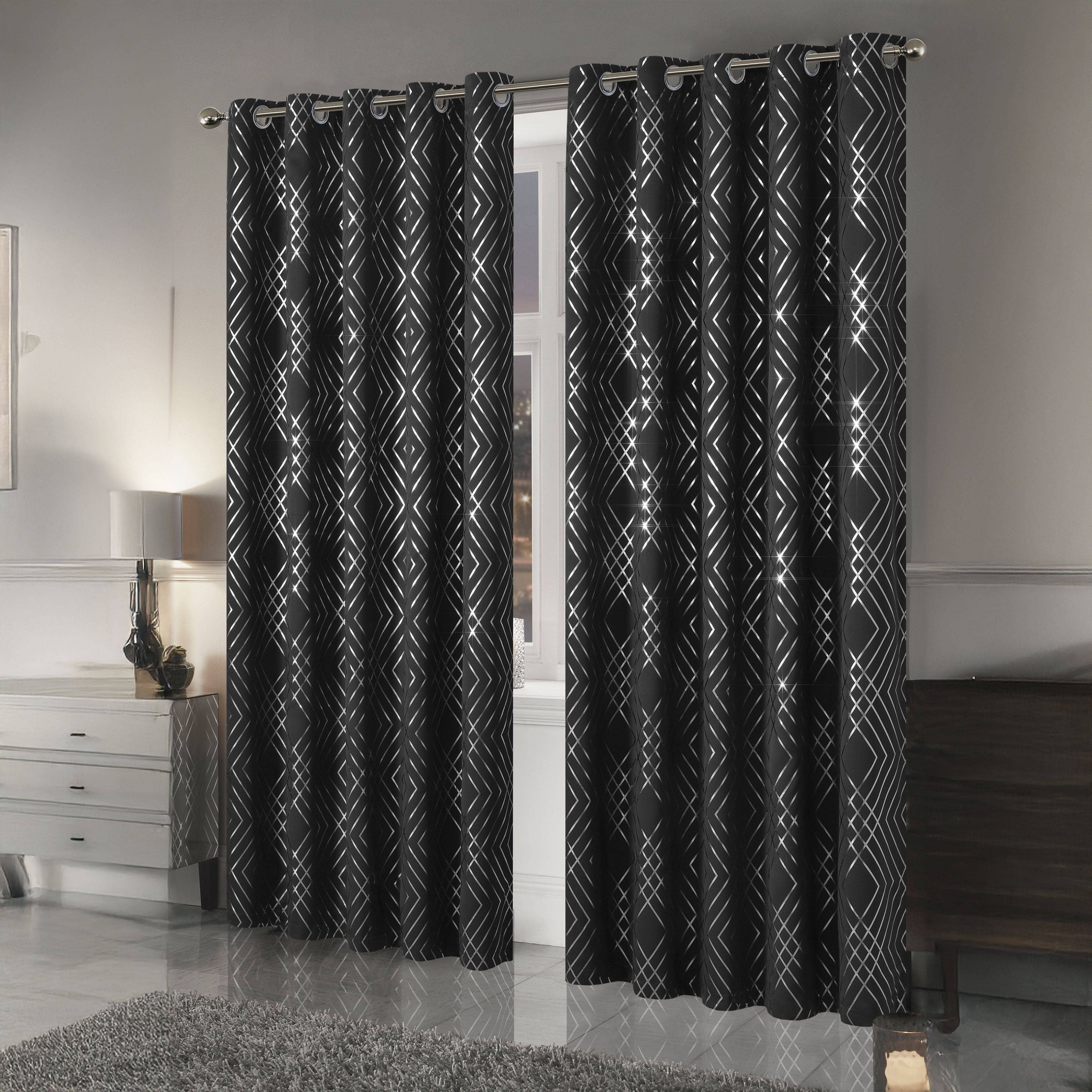 Geometric Black Sparkle Blackout Curtains for wholesale on Faire1