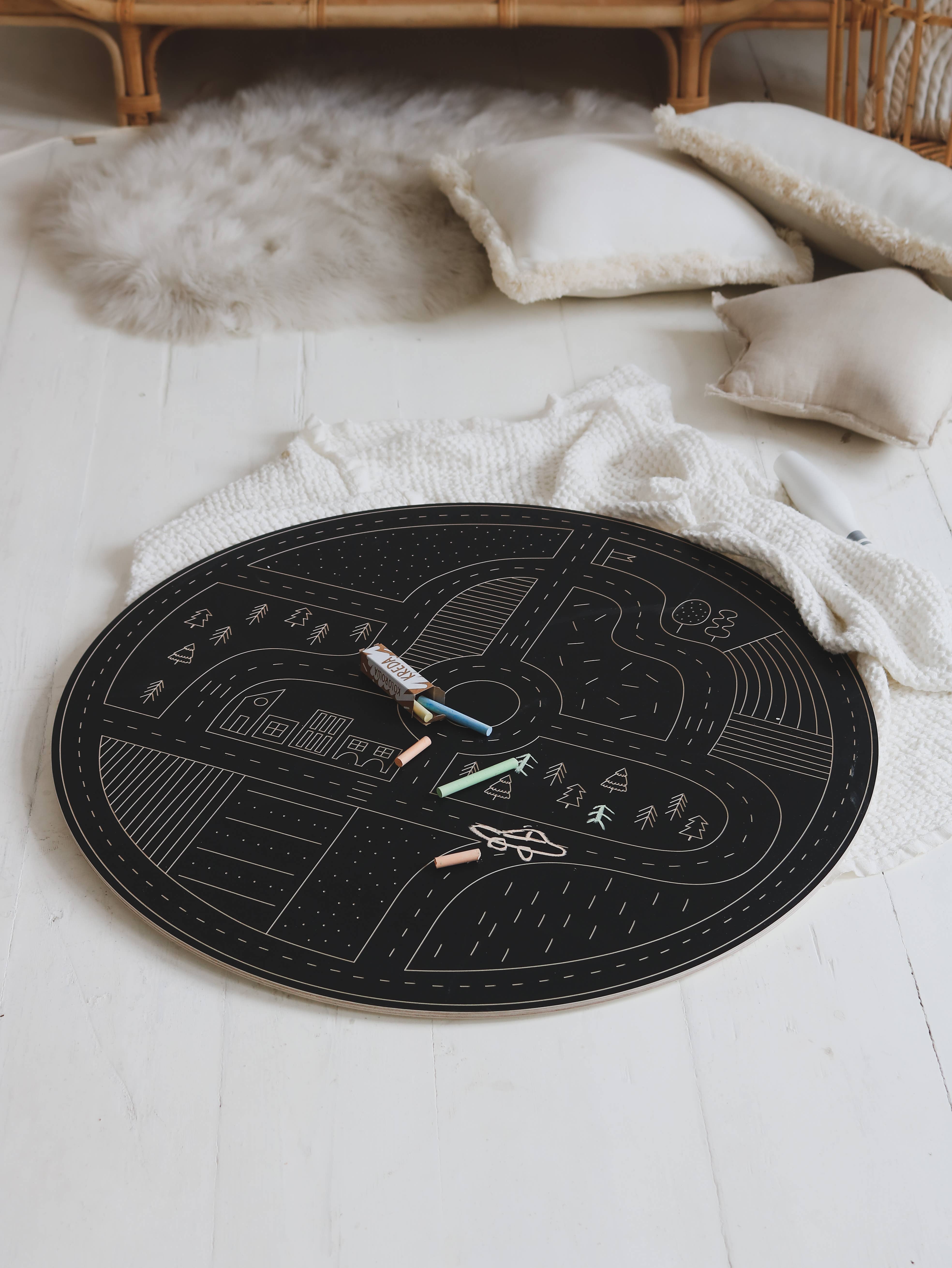 milin - Venta al por mayor Juguete de madera - Niños - Pizarra de carretera, juguete de madera con tiza1