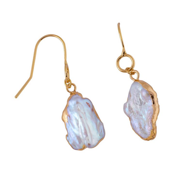 ocean springs organic shape oval drop pearl earrings for wholesale by The Beach and Back
