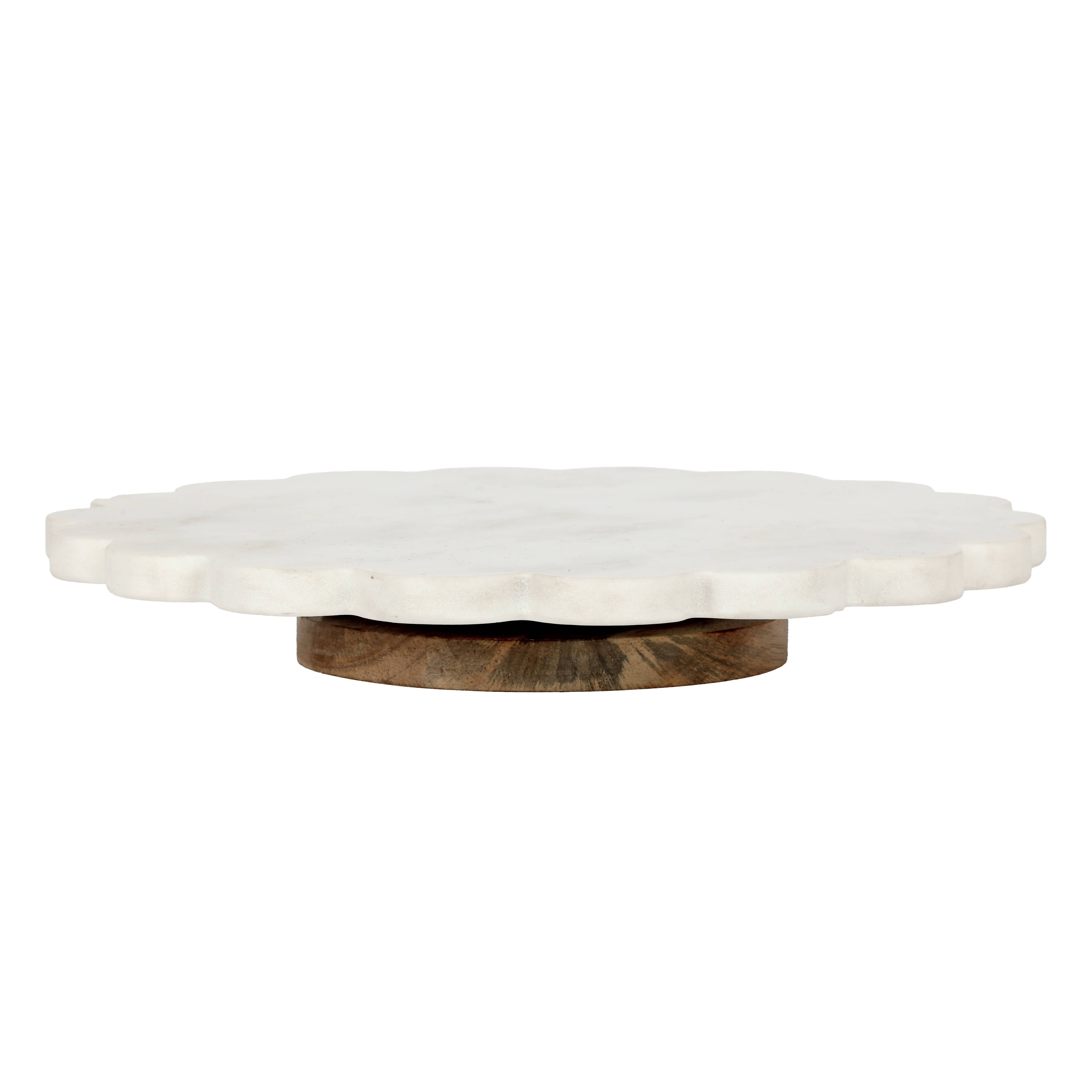 Vatican Homes - Wholesale Decorative Tabletop Object - Marble and Wood Lasy Susan0