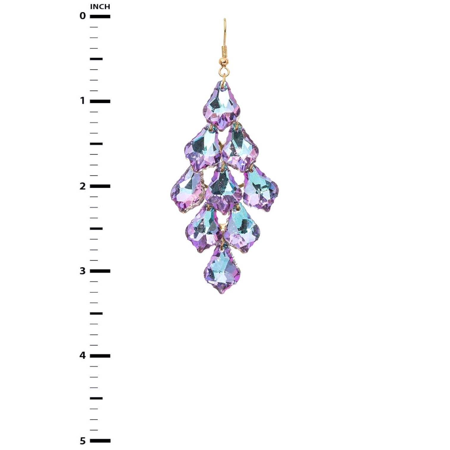 LA Jewelry Plaza - Venta al por mayor Pendientes colgantes - Pendientes tipo candelabro en forma de gota de vidrio con flecos2