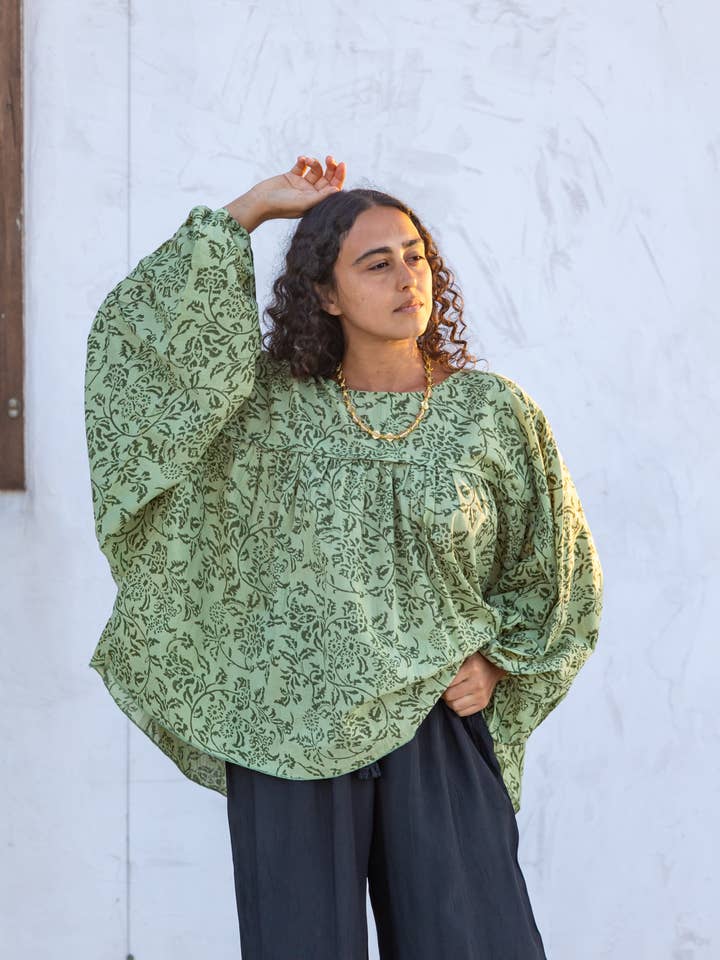 Palma Billowing Top I Gooseberry for wholesale on Faire2