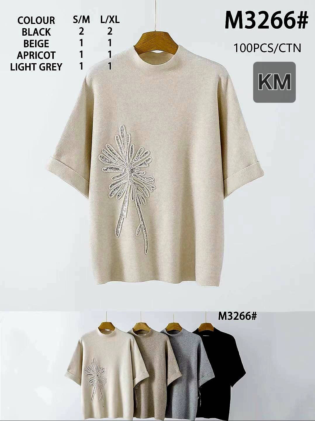 Kurt Muller – wholesale Knit top – Women's – Silver Leaf Embellished Knit Top0