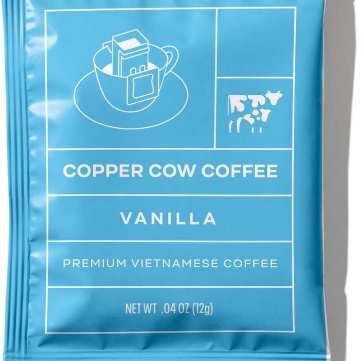 Copper Cow Coffee - Wholesale Ground Coffee - Coffee - Vanilla Pour-Over Tray (12ct) I 4 Pack Case1