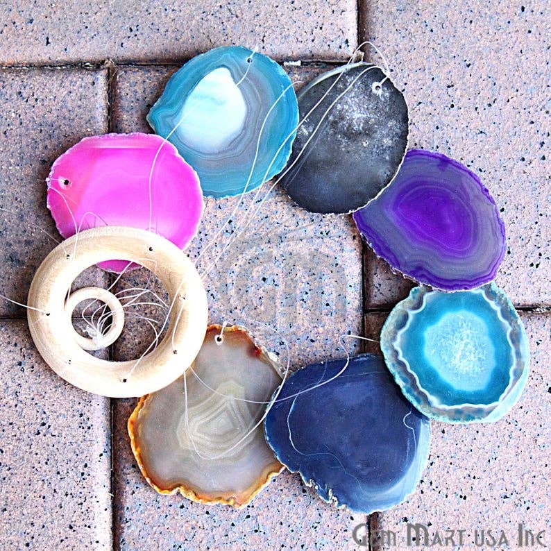 GemMartUSA – wholesale Wind chime – Rainbow Color Windchimes Agate Windchimes, Garden Décor1