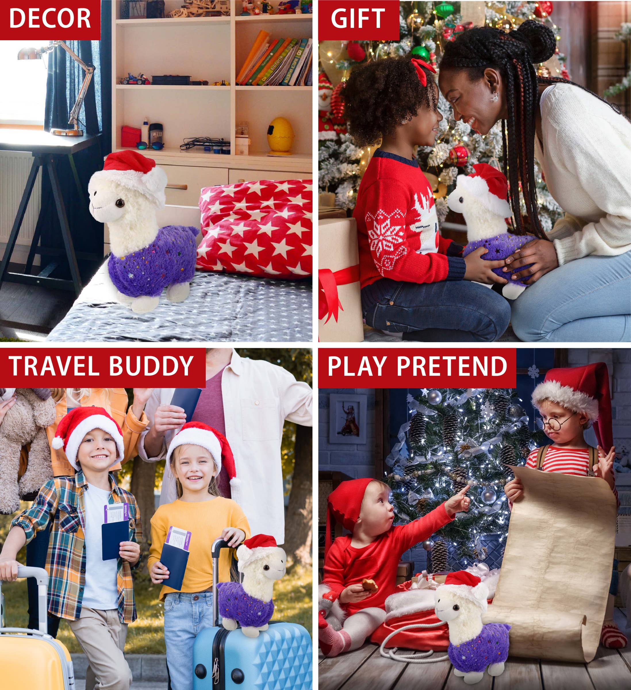 Cota Global - Wholesale Stuffed/Plush Toy - Kids & Baby - Plush Santa - Plush - Sparkle Purple Llama3