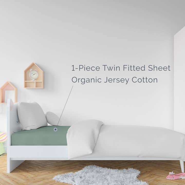 Natemia - Wholesale Fitted Sheet - Kids & Baby - Organic Cotton Fitted Twin Sheet - Lily Pad