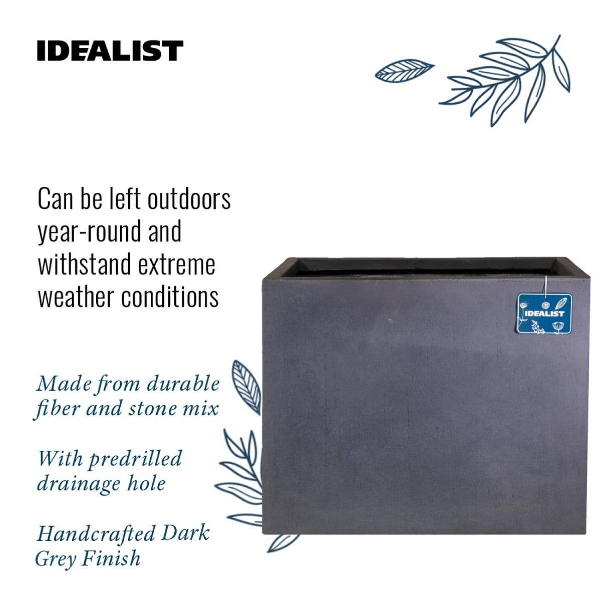 Idealist Lite Fibrestone Planters – Engroshandel Plantekasse – Idealist letvægts havekumme i fibersten med hævet moderne design6