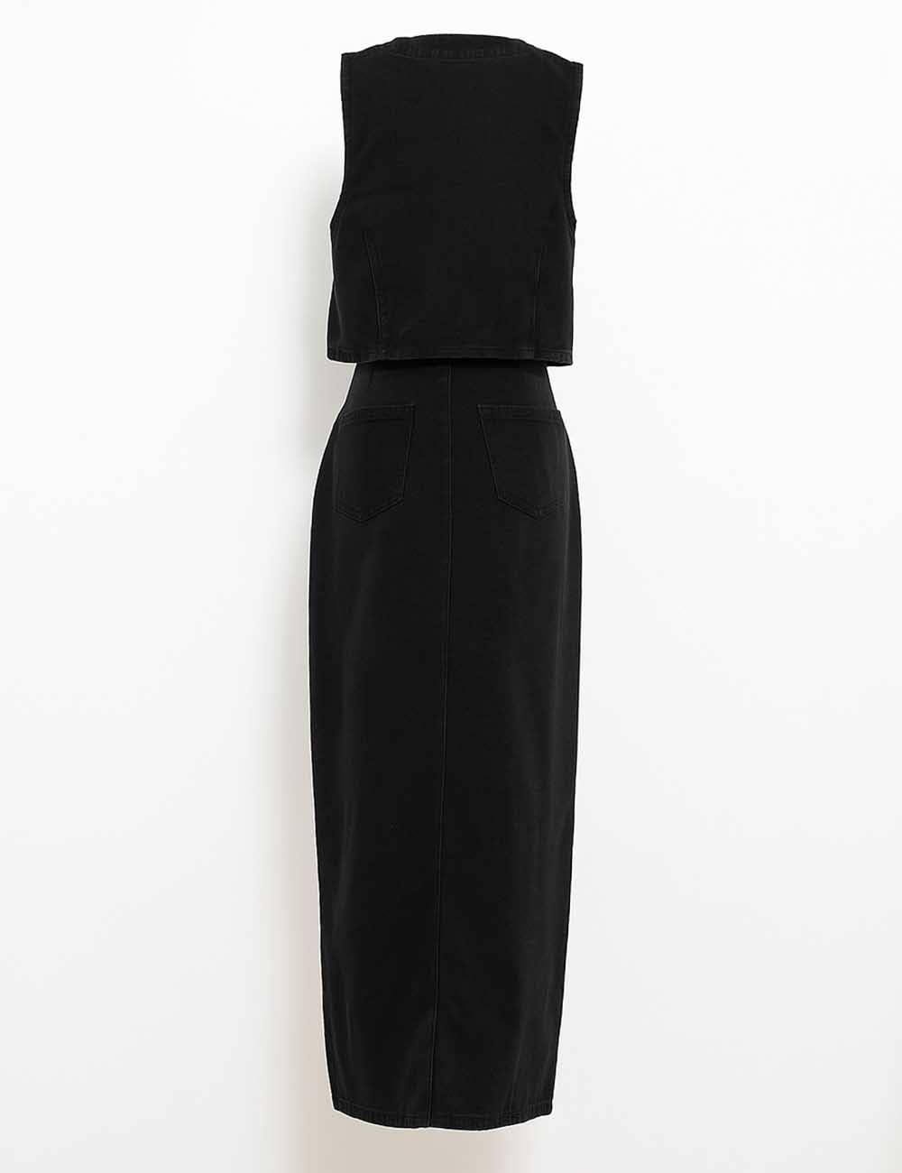 Sweetkama - Wholesale Top & Skirt Set - Women's - Ladies Denim Vest / Split Hem Skirt / Skirt Set 42193