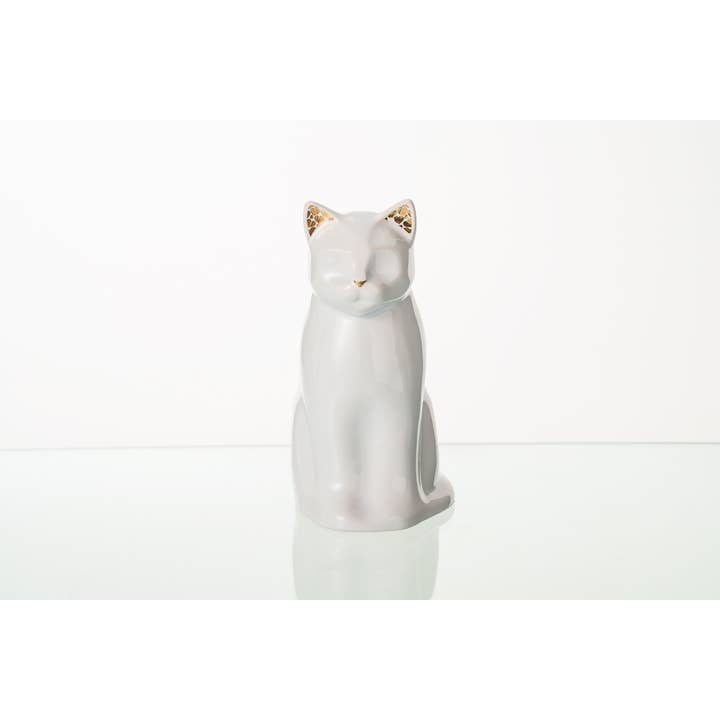 Pulvis Art Urns – wholesale Husdjursurna/minneslåda – "Mjau" Djururna för Katt - Vit | Keramik