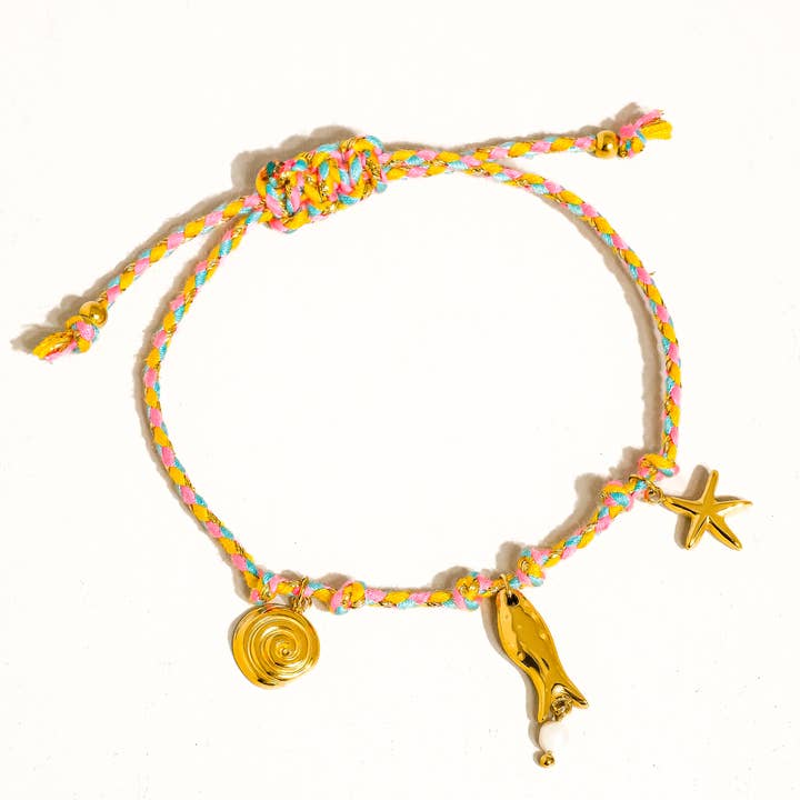 Flânerie by MAIQ - Wholesale Charm/Dangle Bracelet - Menton18K Gold Non-Tarnish Summer Rope Charm Bracelet