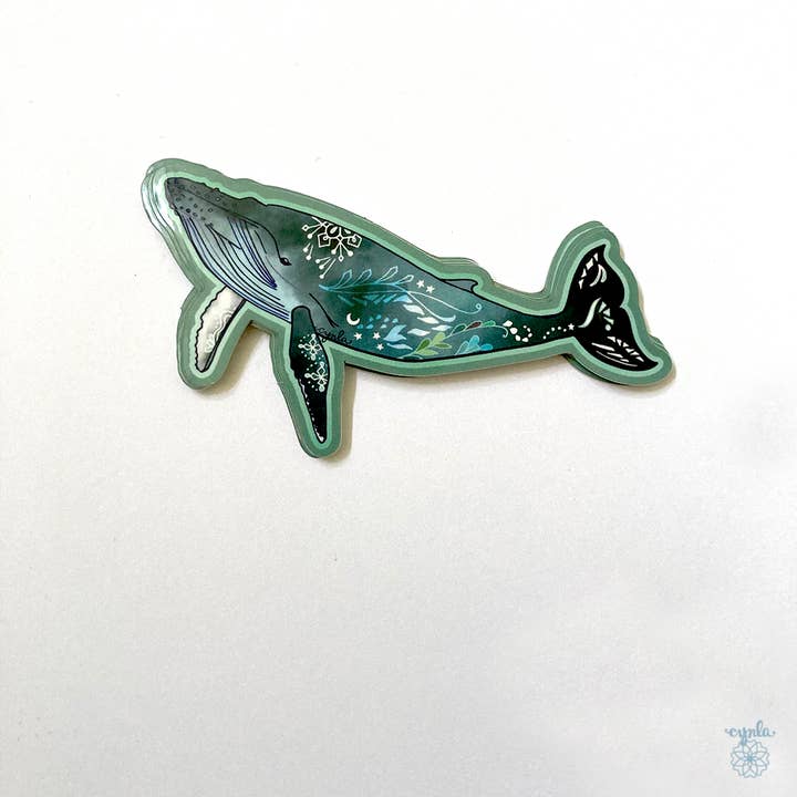 Humpback Whale Sticker - ocean, stickers, 3 inch vinyl, blue for wholesale by Cynla