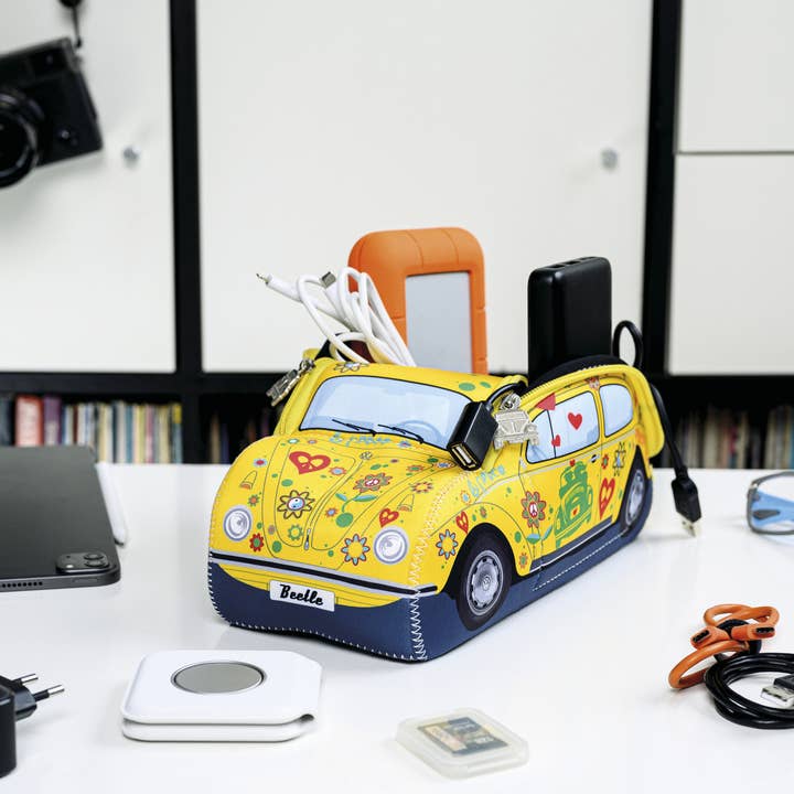 VW Collection by BRISA - Wholesale Toiletry Bag - Unisex - VW Beetle Travel Outdoor Toiletry Bag Pencil Case –Flower(S)4