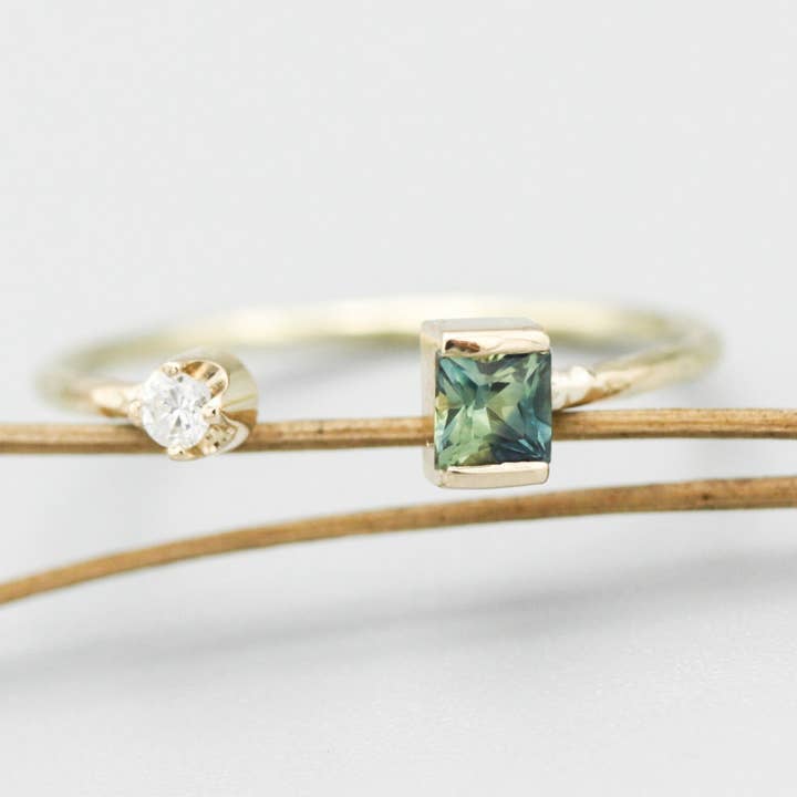 Multi Green Sapphire & Diamond Ring with 14k Gold Band for wholesale by Metal Studio Jewelry
