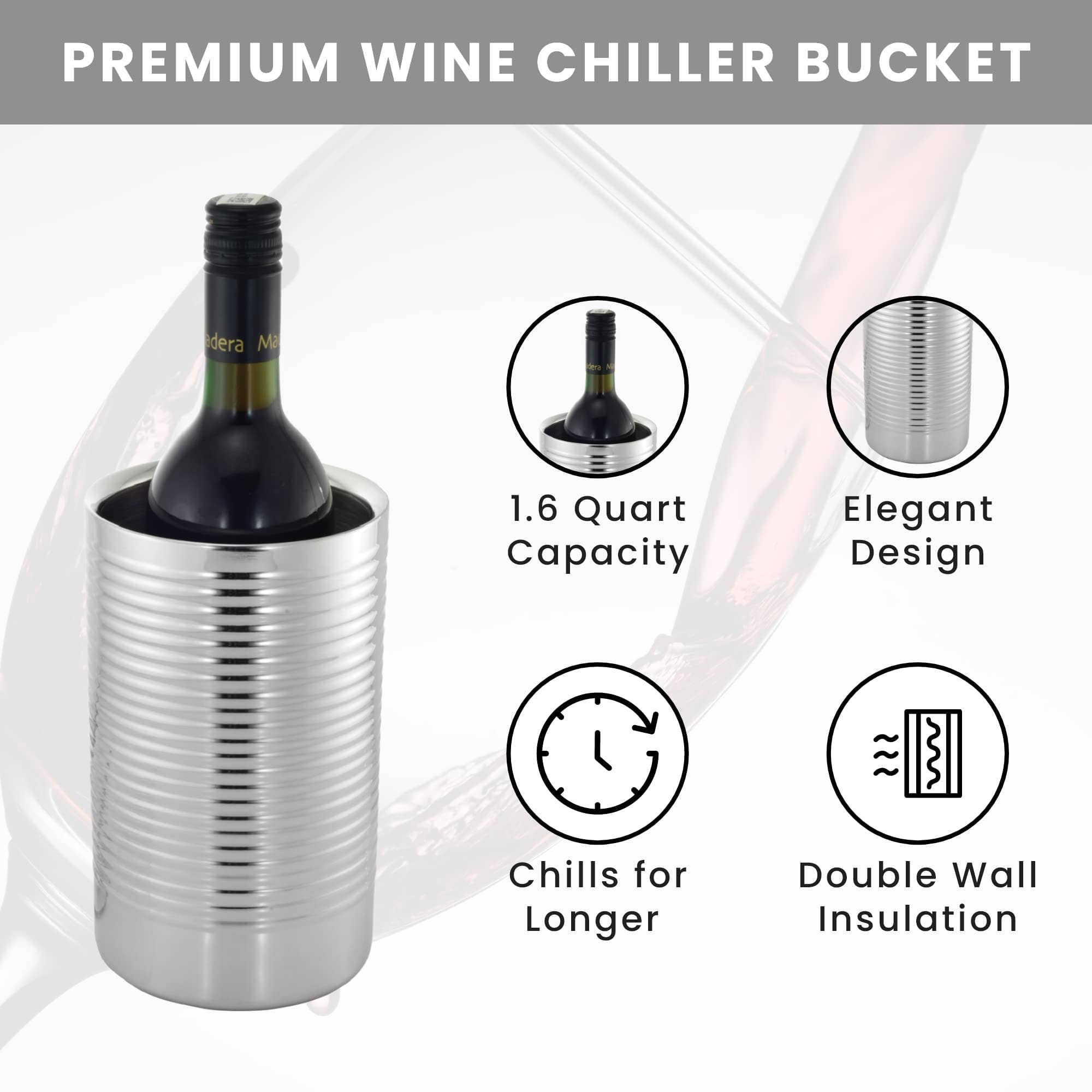 Sol Living - Wholesale Wine Bucket - Stainless Steel Double Wall Ribbed Wine Cooler2