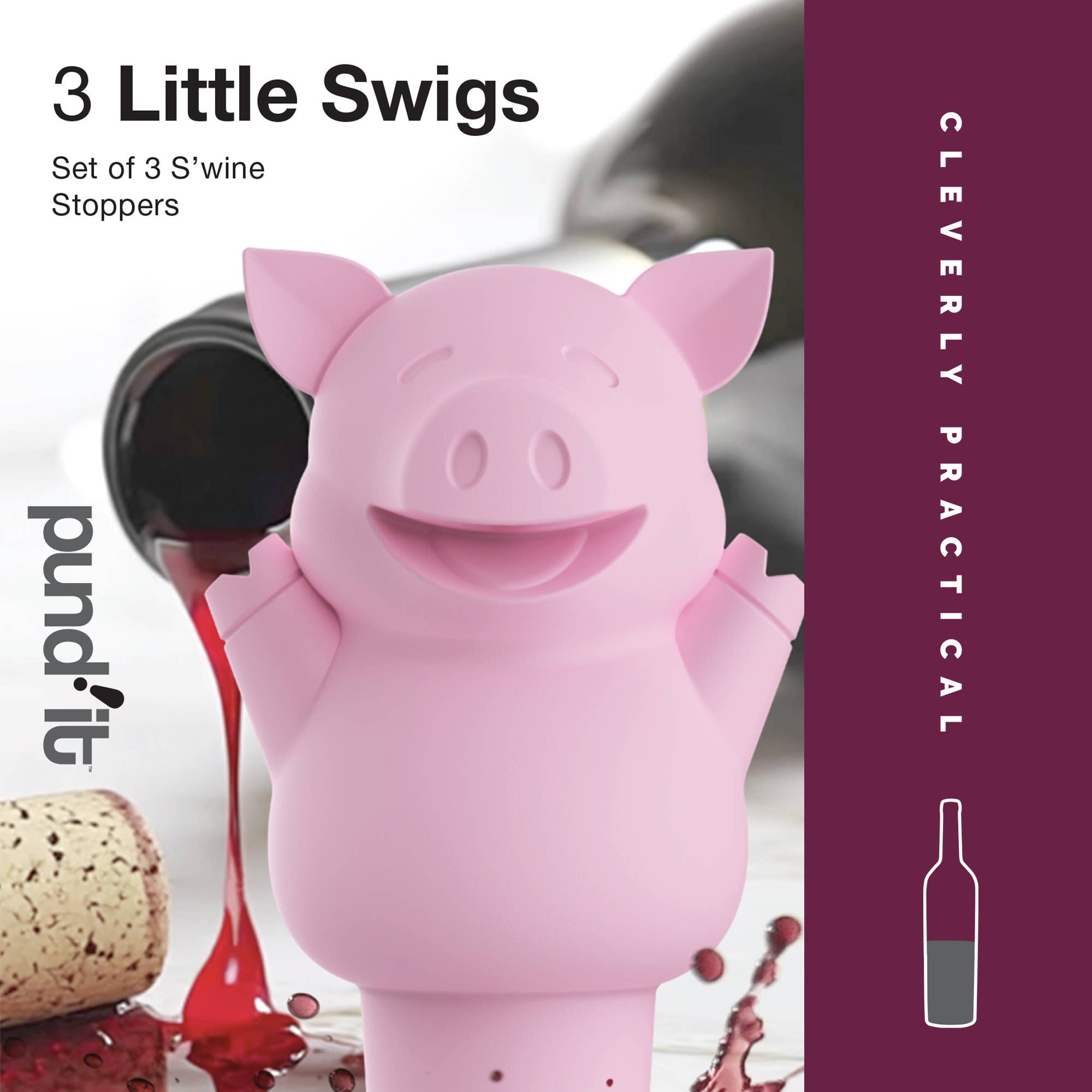 Fox Run Brands - Wholesale Wine Stopper - Pund'it 3 Little Swigs Wine Bottle Stoppers, Set of 36