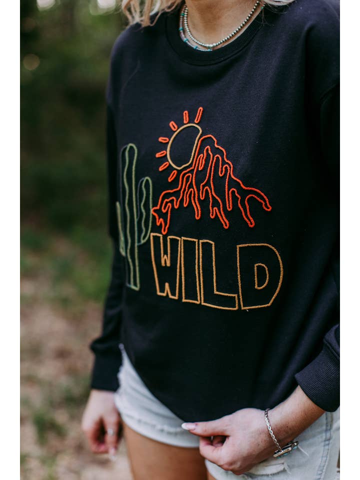 MK253 Wild Toothbrush Embroidery Sweatshirt - Black for wholesale on Faire