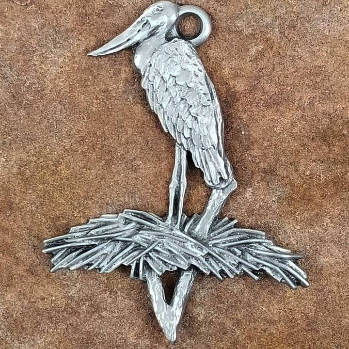 Schumann Sculpture – Großhandel Verzierung – Jabiru Stork Weihnachtsschmuck aus Zinn, afrikanische Vogelkunst