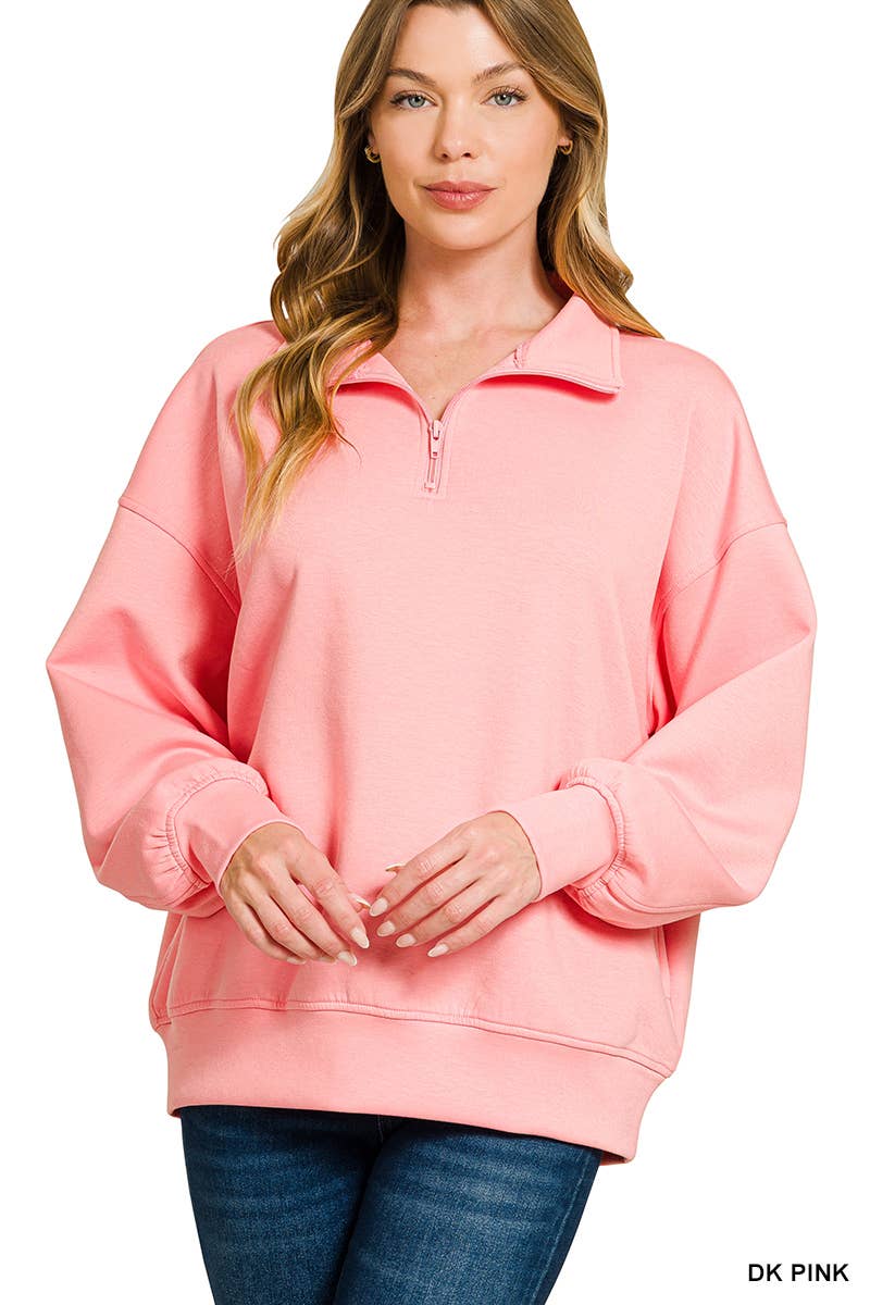 42POPS – wholesale Sweatshirt - Dam – , 0925 Scuba Half Zip Pullover med fickor SI-2704117