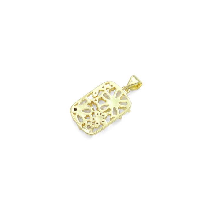 BestBeads&Beyond - Wholesale Individual Charm/Pendant - Baguette CZ Flower Rectangle Charm Pendant, Sku#LK11211