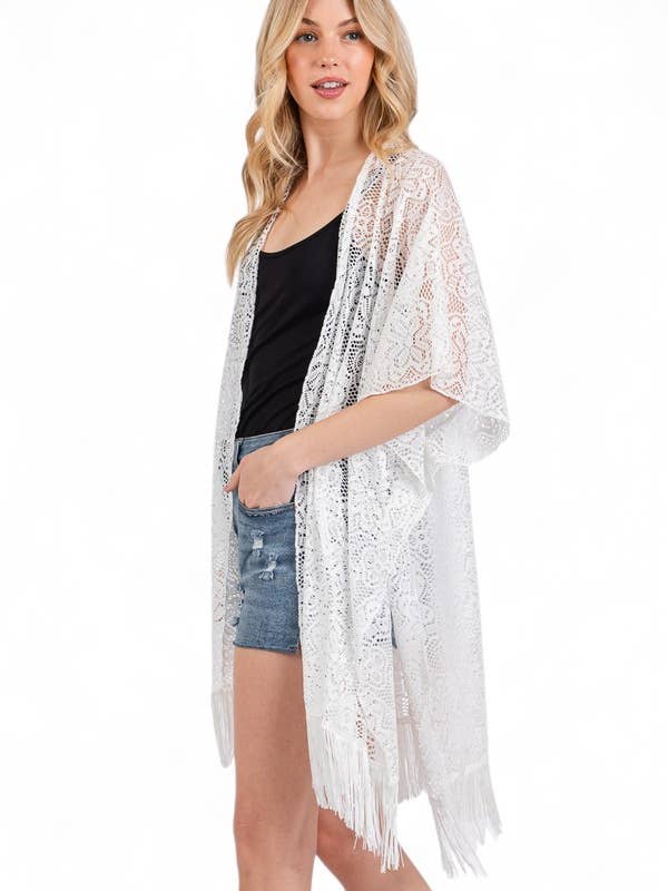 Fringe Tassel Crochet Cover UP Lace Cardigan for wholesale by Artini Accessories