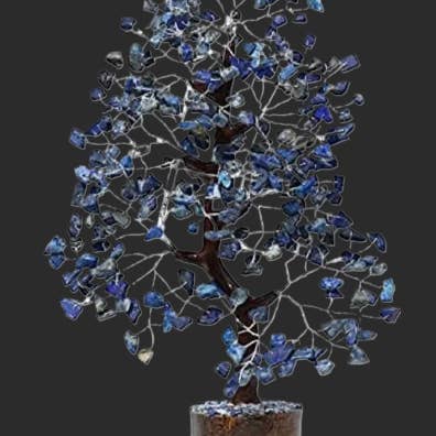 AmazeU - Vente Décorations de table - Pierre précieuse de lapis-lazuli/arbre en cristal (500 jetons, fil d'argent)
