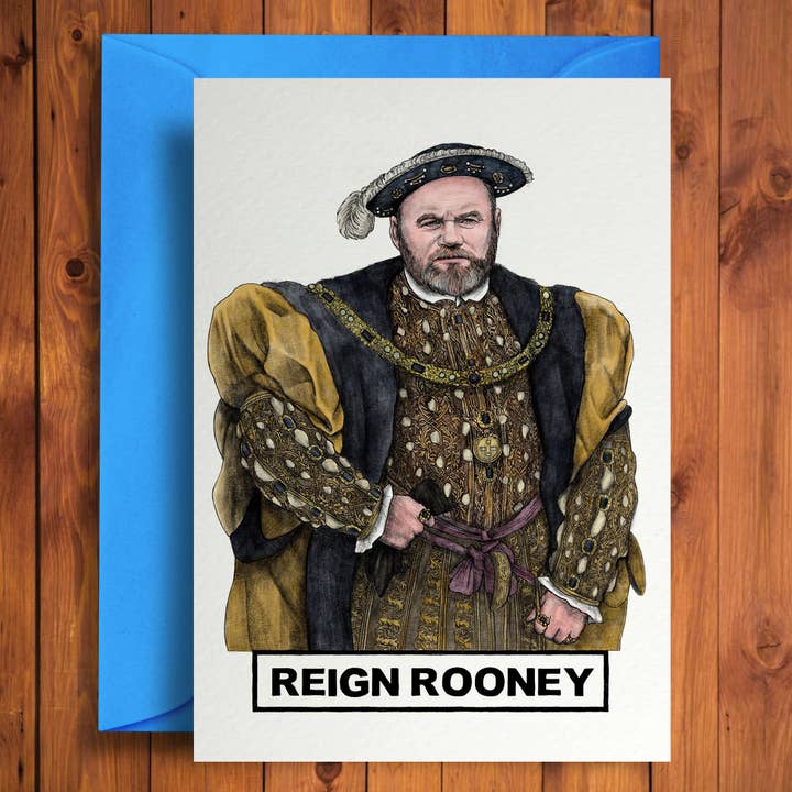 Règne Rooney – Carte d'anniversaire de football drôle avec jeu de mots pour la vente par Quite Good Cards