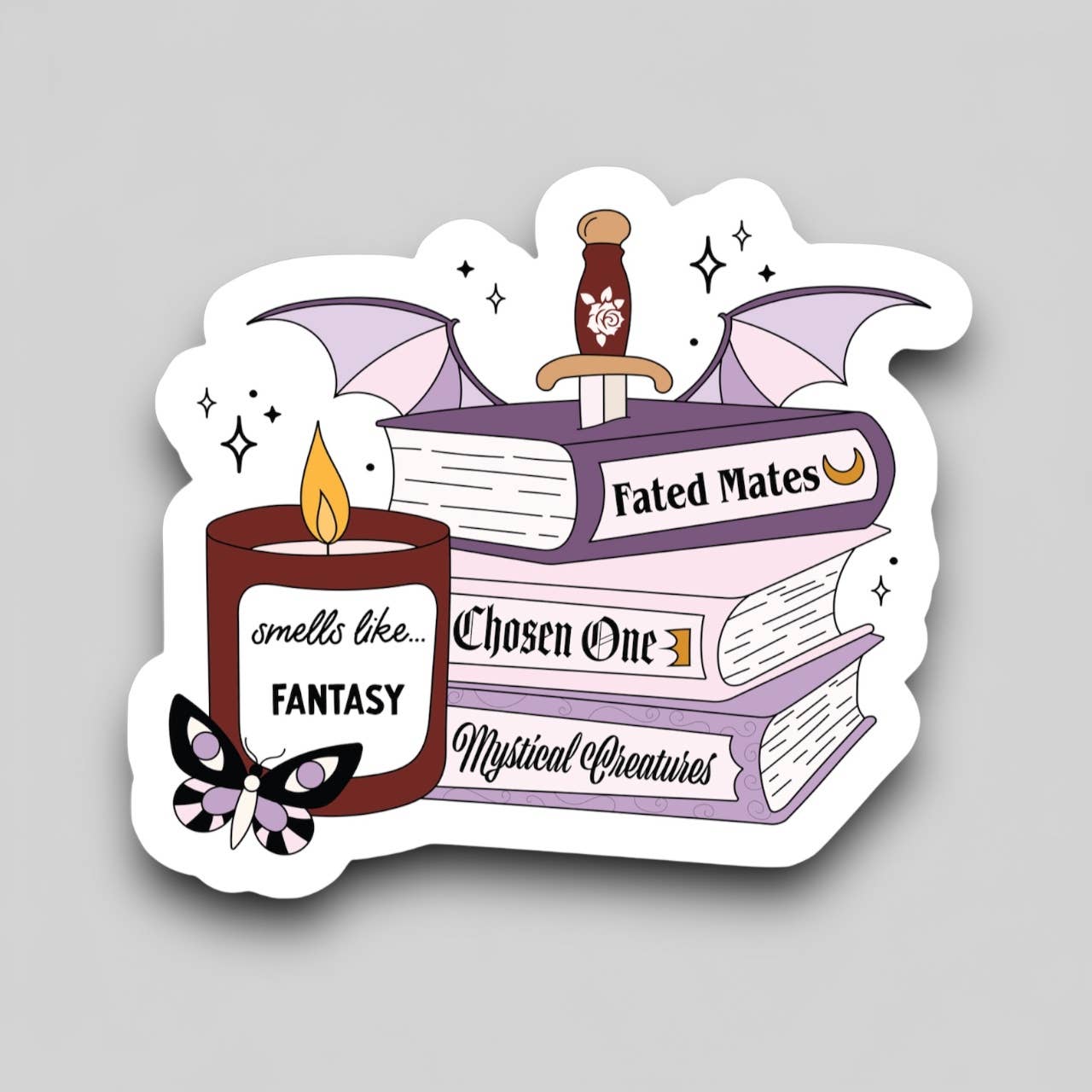 Ace the Pitmatian Co - Wholesale Sticker - Smells Like Fantasy Bookish Sticker