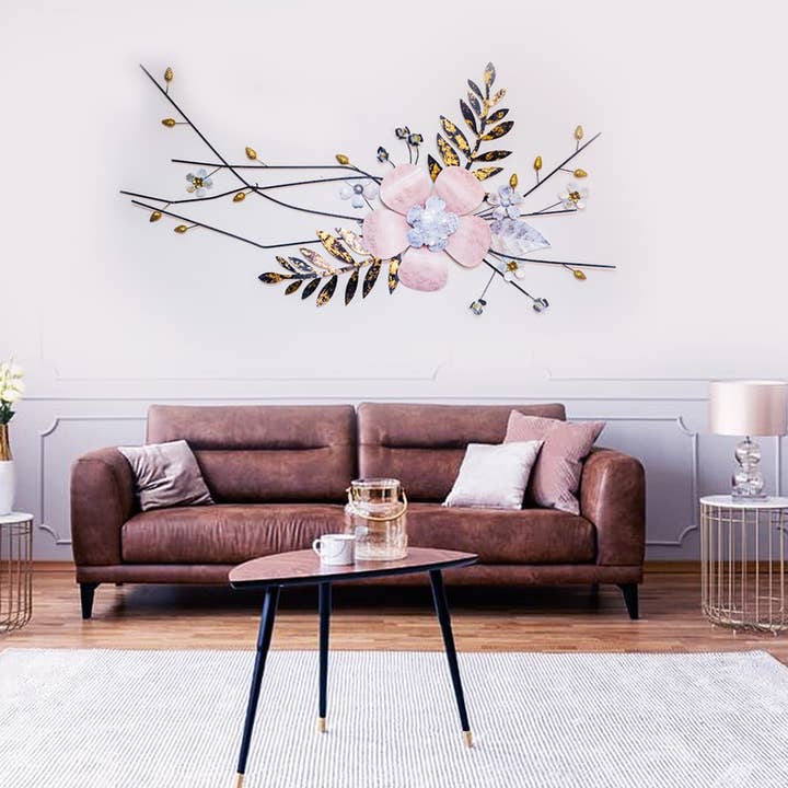 Metal Flower Wall Decor Accent, Gold Wall Art Gold Metal Art for wholesale by JRE Home Decor