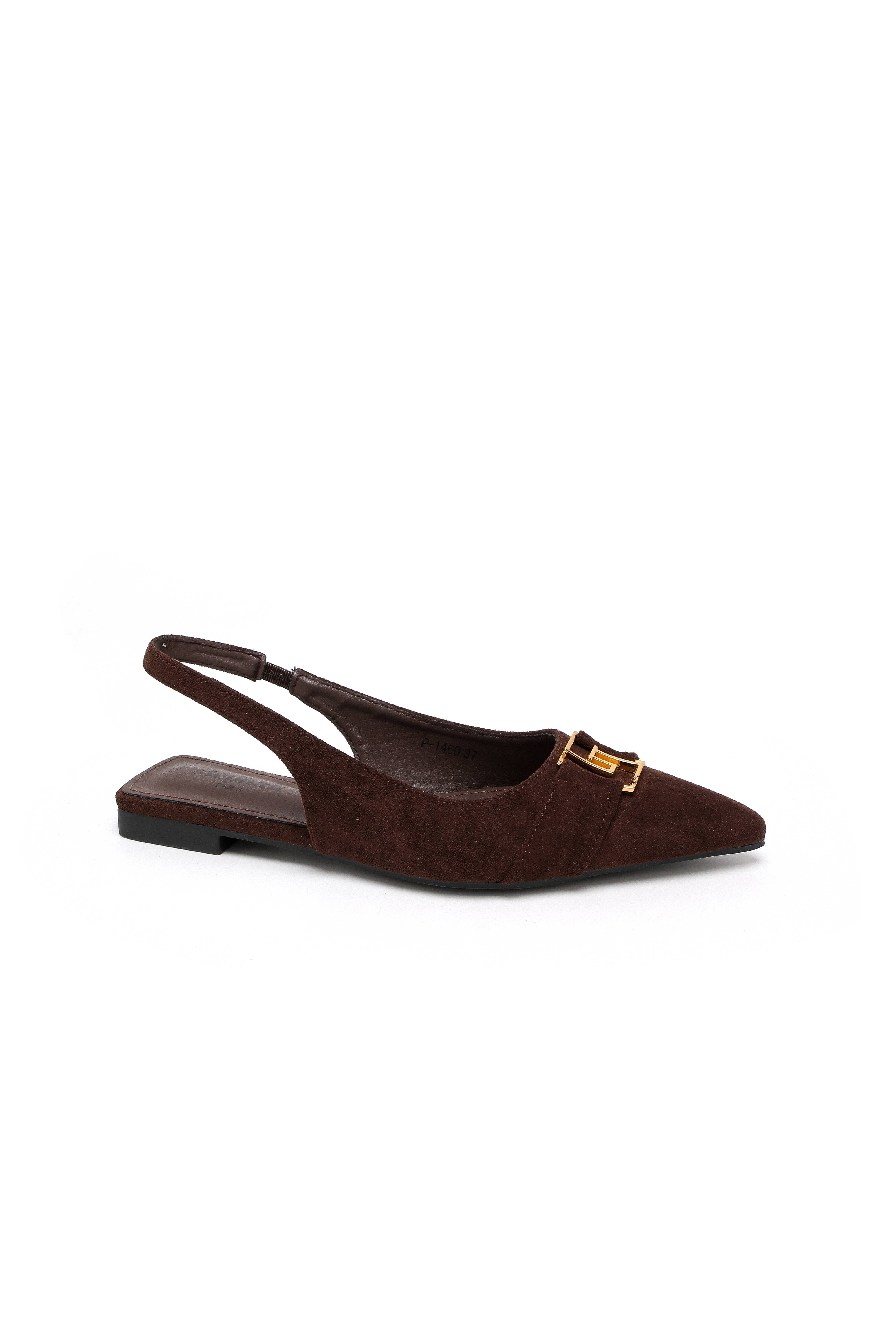 Black Slingback ballerina – Suede effect with jewel P-1460 for wholesale on Faire2