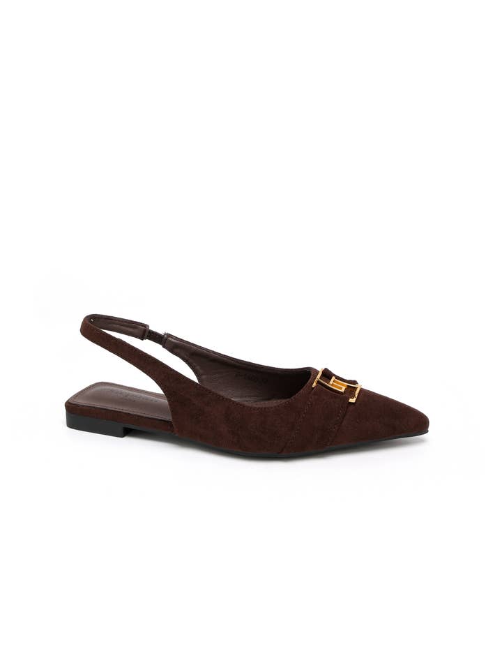 Black Slingback ballerina – Suede effect with jewel P-1460 for wholesale on Faire2