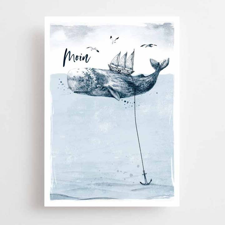 Maritime Postcard - Ahoy & Whale for wholesale by chili type