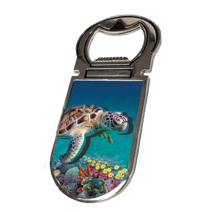 Turtle Foil Bottle Opener Magnet for wholesale by Sea Creations