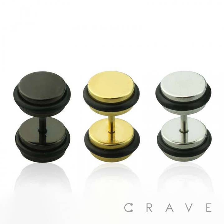 CRAVE – wholesale Smycken – 316L KIRURGISK STÅL FALSK PLUGG MED O-RINGAR