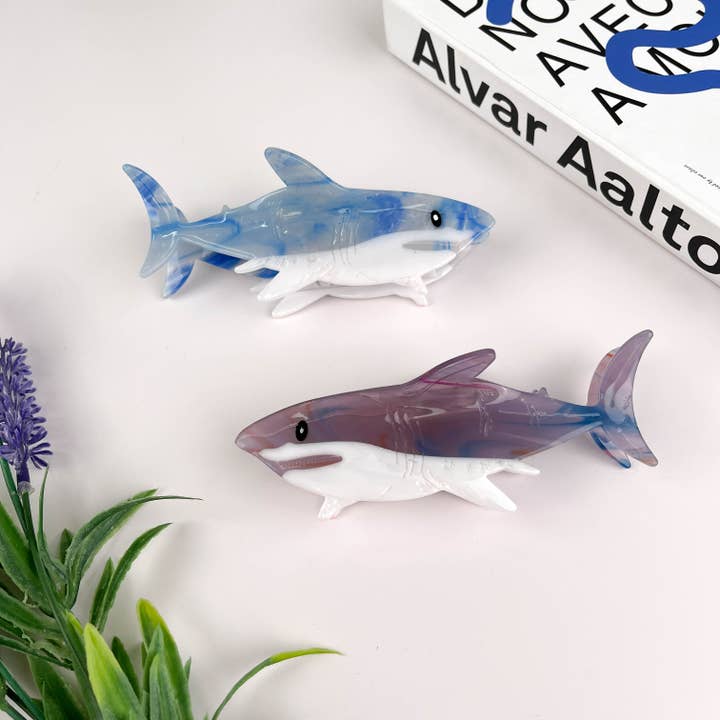 Marine environmentally friendly acetate shark Hair Claw Clip for wholesale by mildstyles