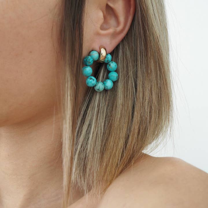 Masha soon - Wholesale Hoop Earrings - Armante Turquoise Earrings1