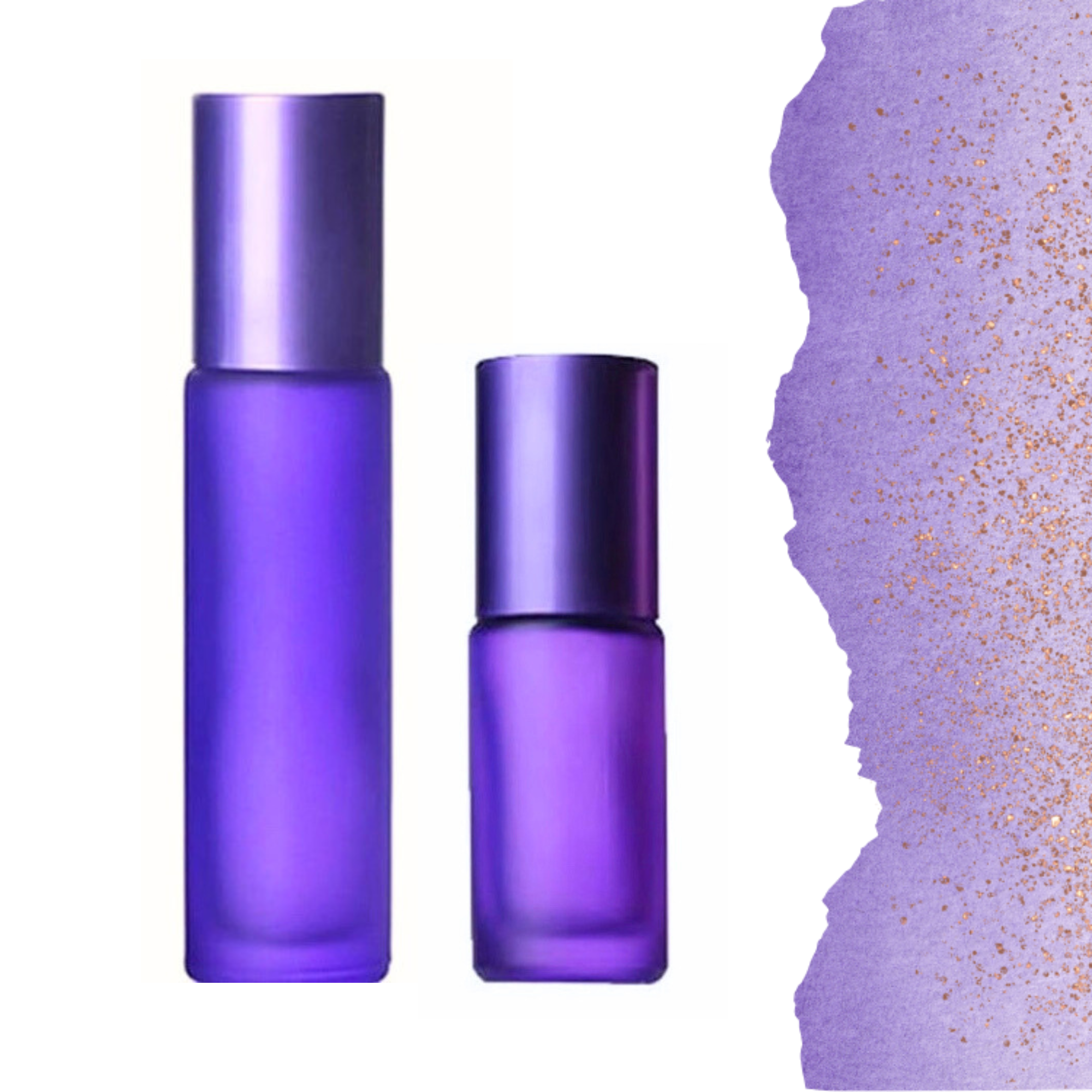 Essential Wellness - Body, Mind, Spirit - Wholesale Essential Oil Roll-On - FROSTED PURPLE Roller Bottle 10/5ml - Choice of Cap & Roller1