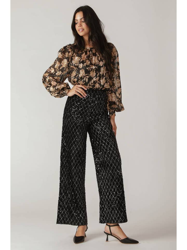 Black A sequin pant - IP8688 for wholesale on Faire