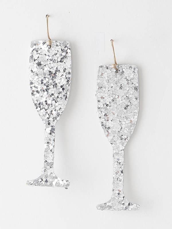 Glittered Champagne Glass Earrings for wholesale by Shop Neighbors