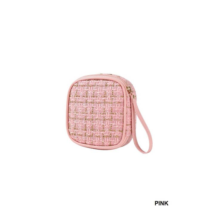 Vanilla Monkey - Wholesale Makeup/Cosmetic Bag - Plaid Tweed Cosmetic Makeup Travel Case
