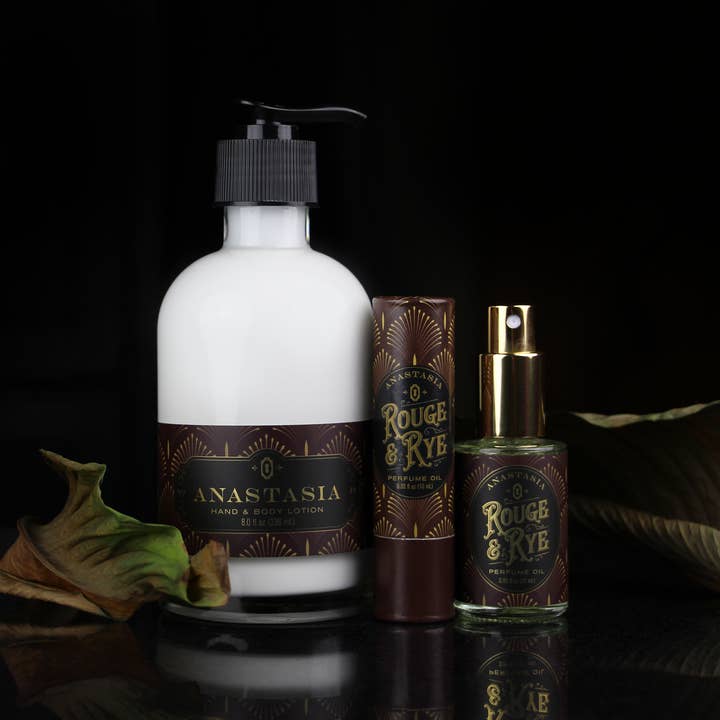 Rouge & Rye - Wholesale Hand & Body Lotion - Anastasia Lotion • Oud, Tobacco and Jasmine